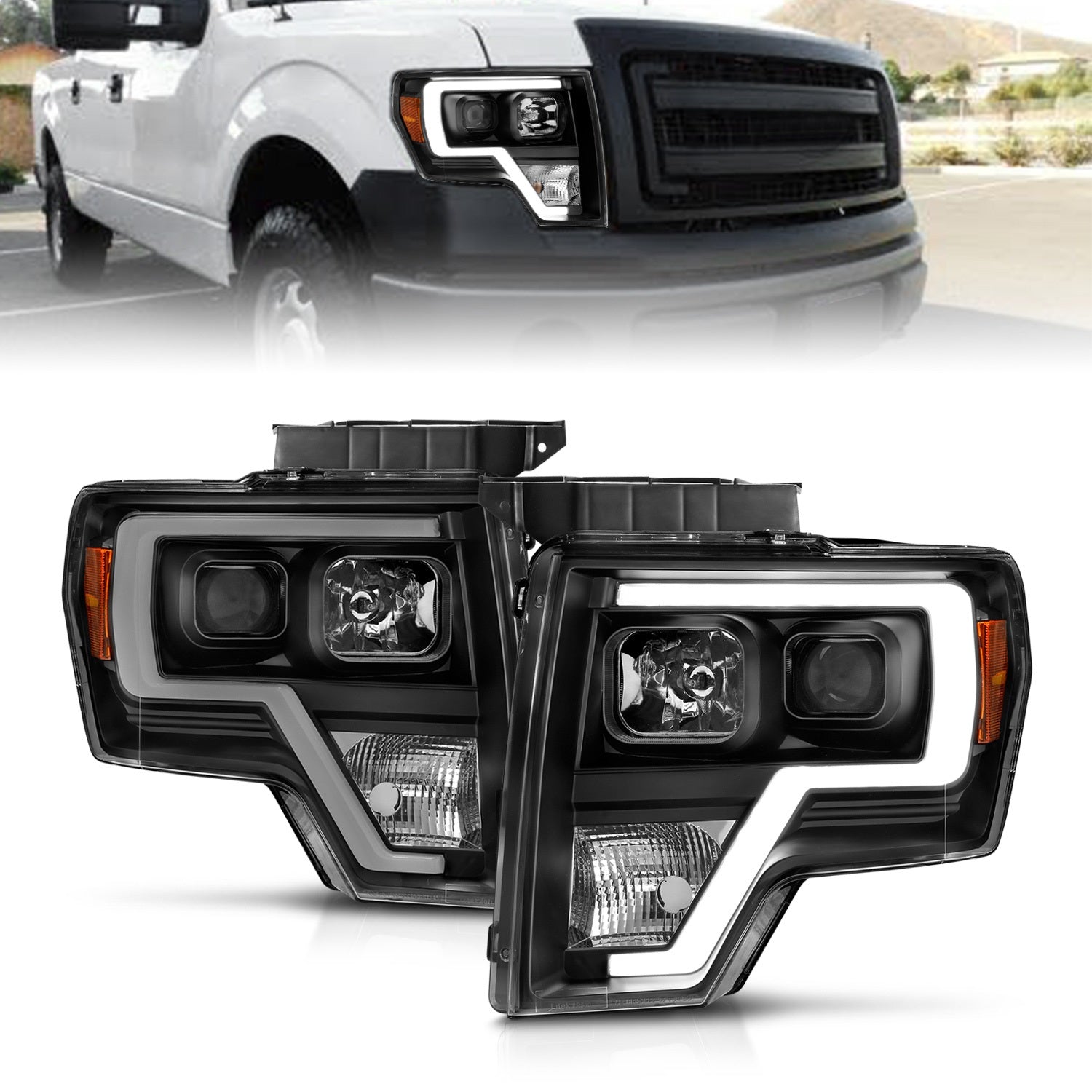 Anzo USA 111443 Projector Headlight Set Fits 09-14 F-150