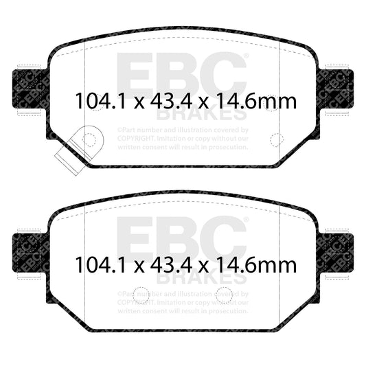 EBC Brakes DP43081R Yellowstuff Street And Track Brake Pads Fits 16-18 3