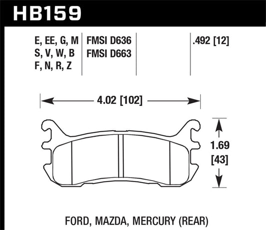 Hawk Performance HB159F.492 HPS Disc Brake Pad