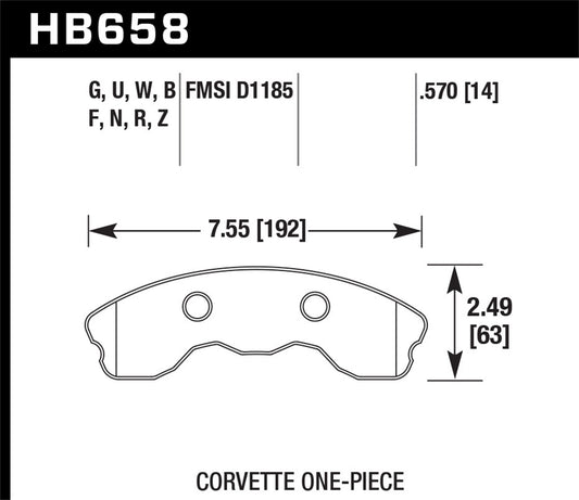 Hawk Performance HB658U.570 DTC-70 Disc Brake Pad Fits 06-13 Corvette