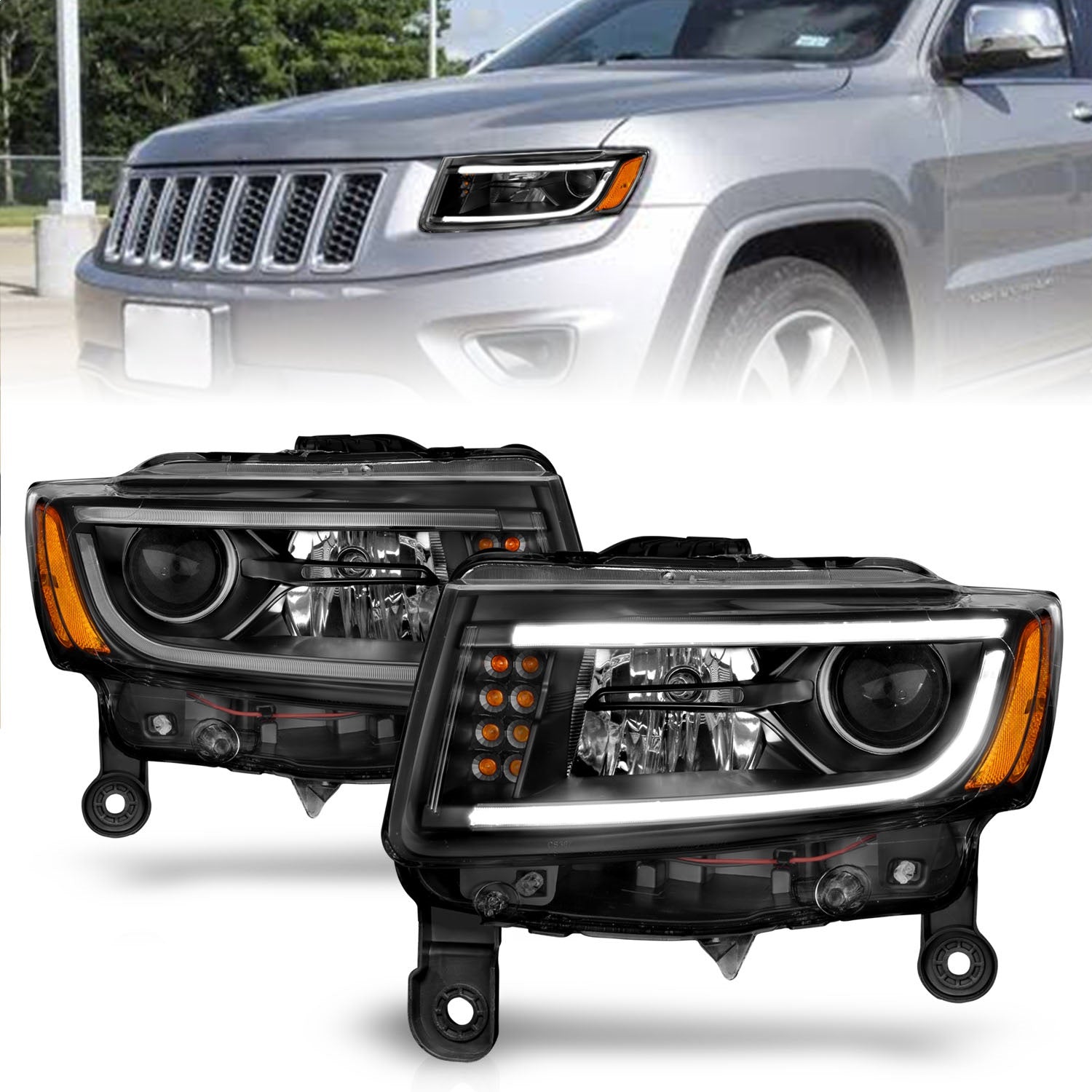 Anzo USA 111329 Projector Headlight Set Fits 14-16 Grand Cherokee (WK2)