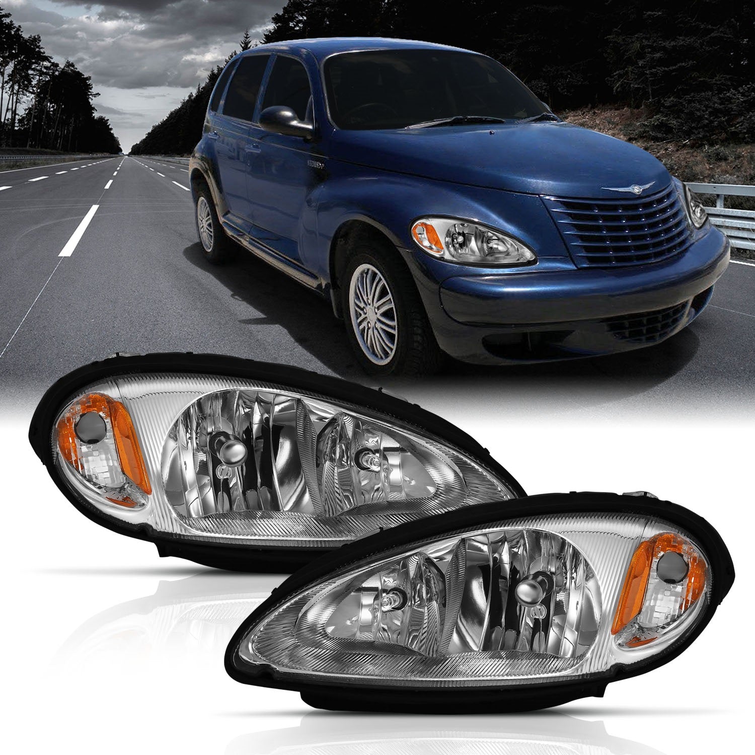 Anzo USA 111472 Crystal Headlight Set Fits 01-05 PT Cruiser