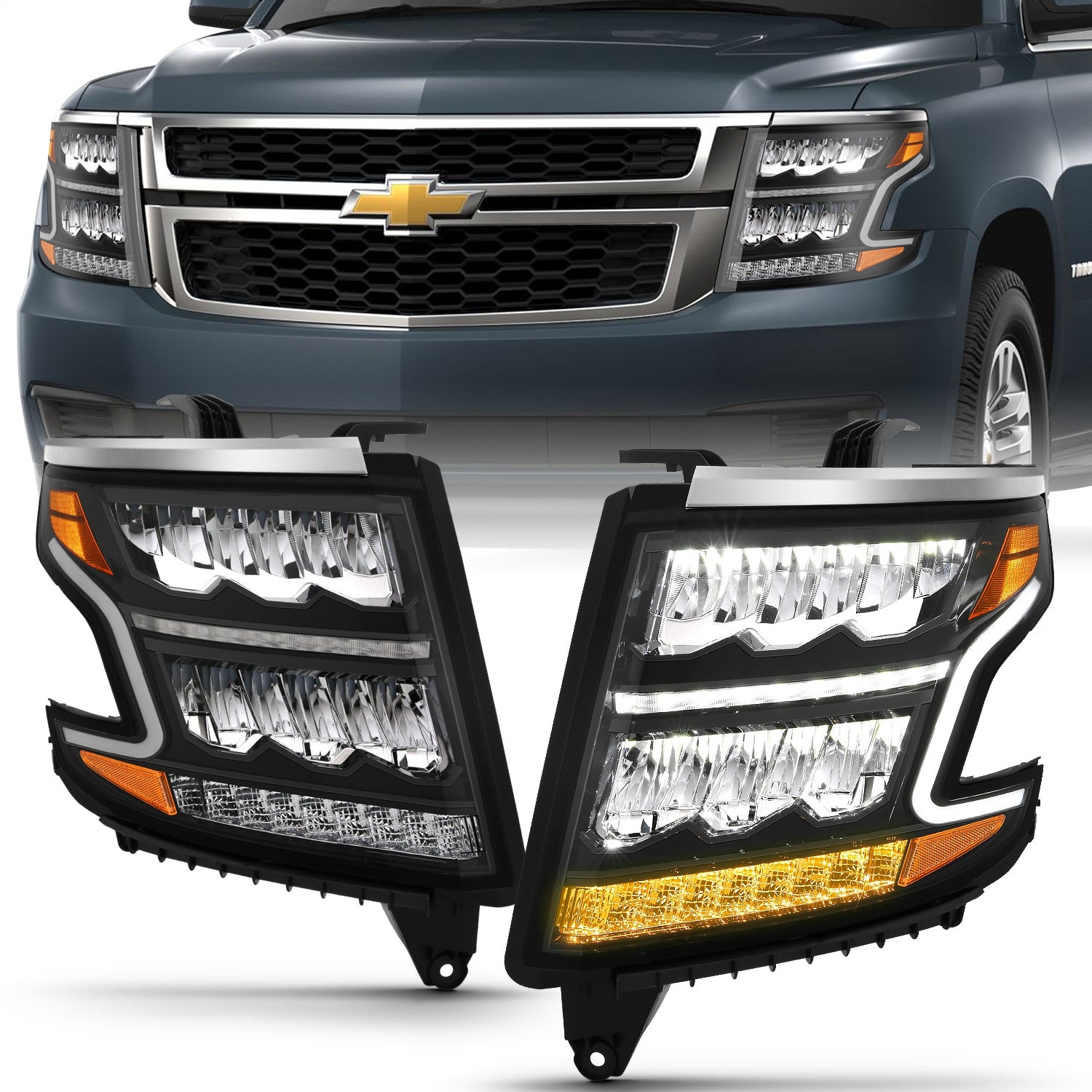 Anzo USA 111478 LED Crystal Headlight Set