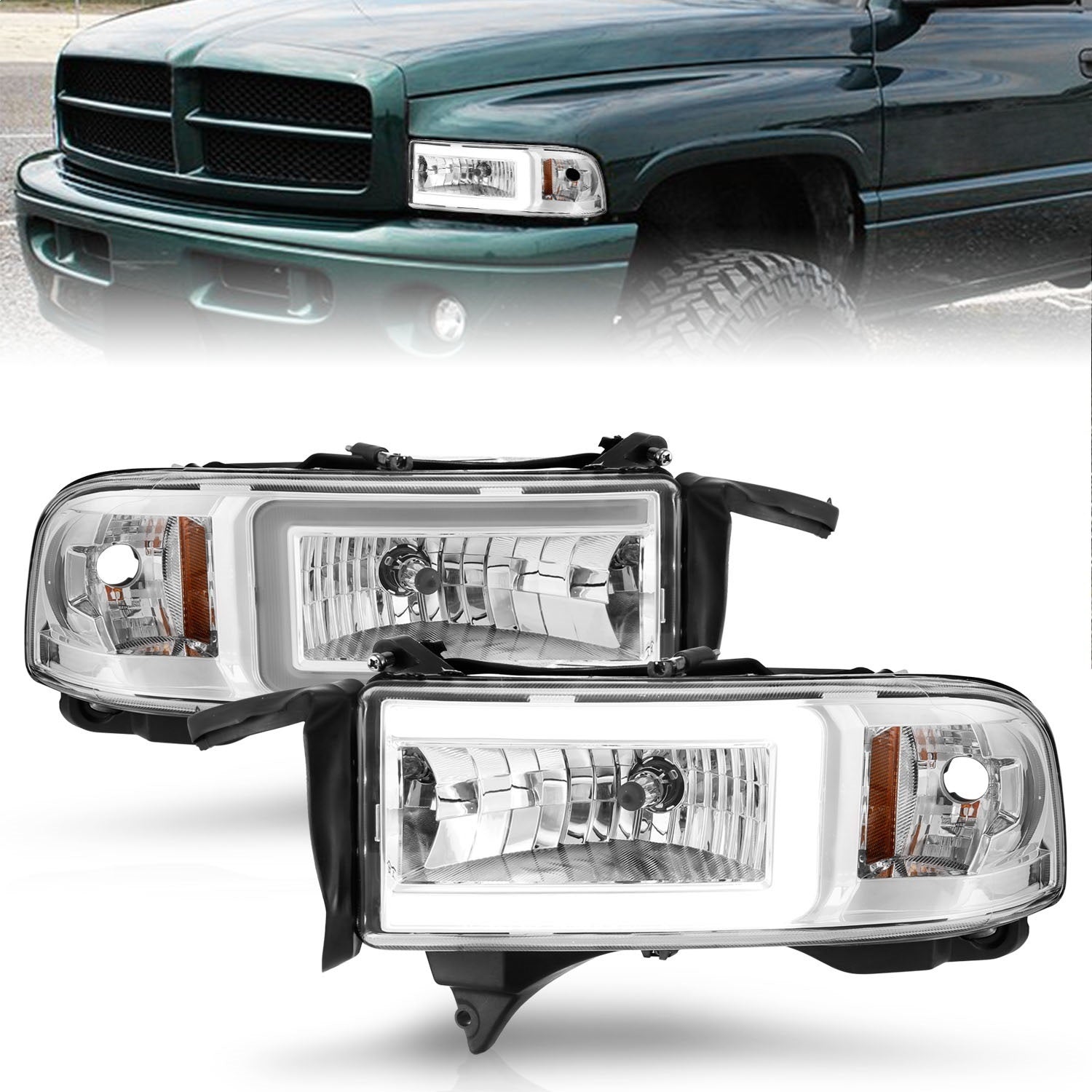 Anzo USA 111555 LED Crystal Headlight Set Fits 94-02 Ram 2500 Ram 3500