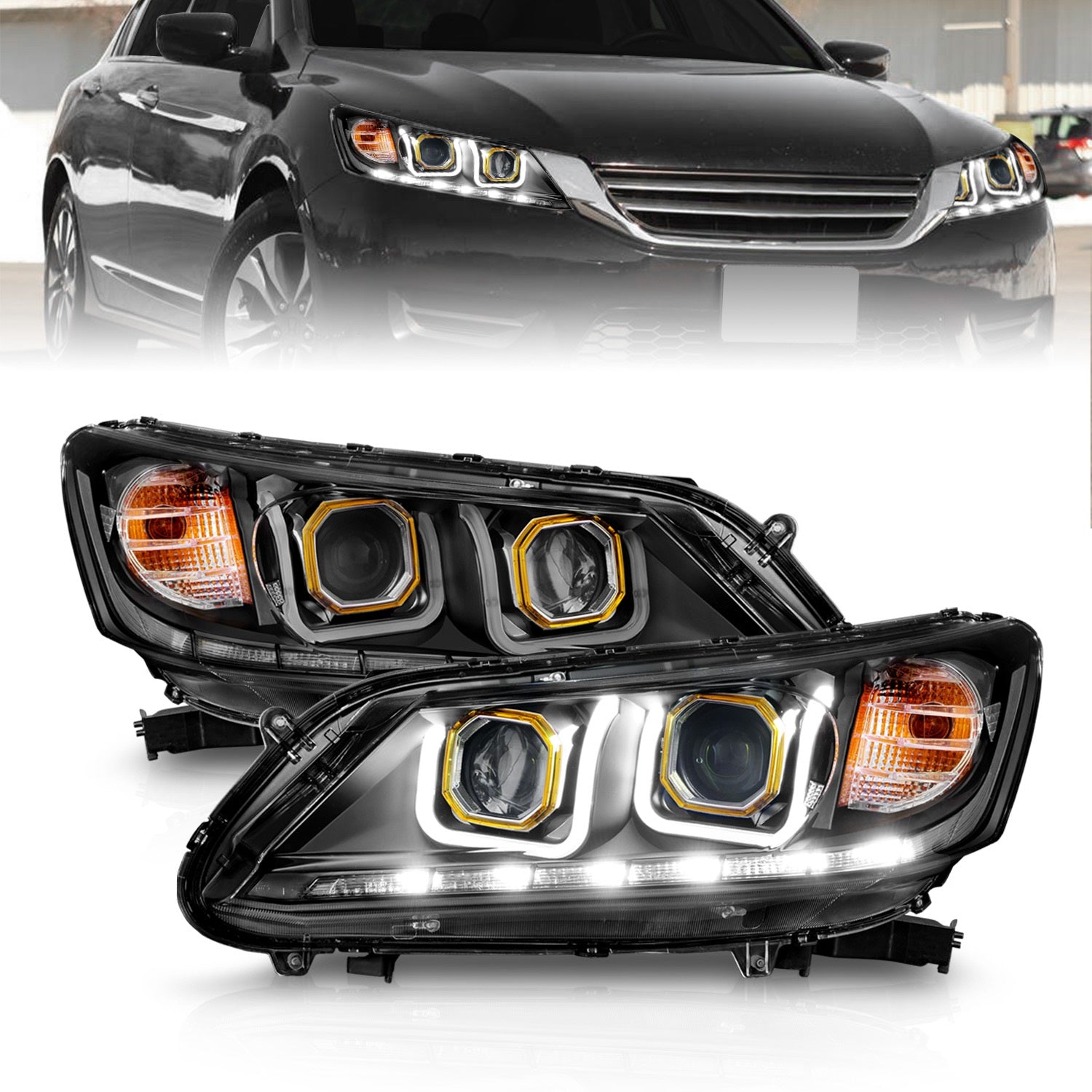 Anzo USA 121492 Projector Headlight Set Fits 13-15 Accord