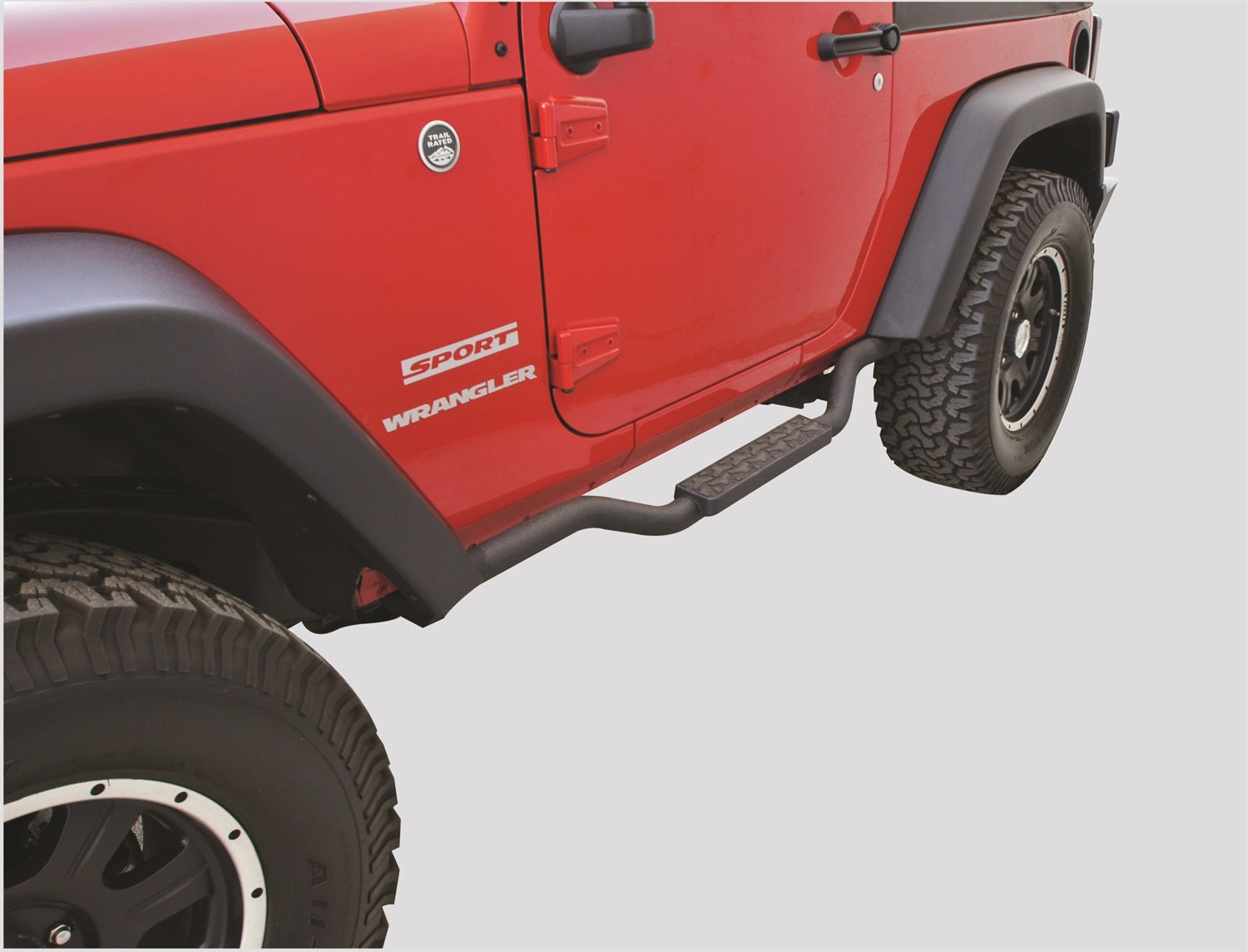 Rampage 26627 Slimline 2 in. Round Side Bar Cab Length Fits 07-18 Wrangler (JK)