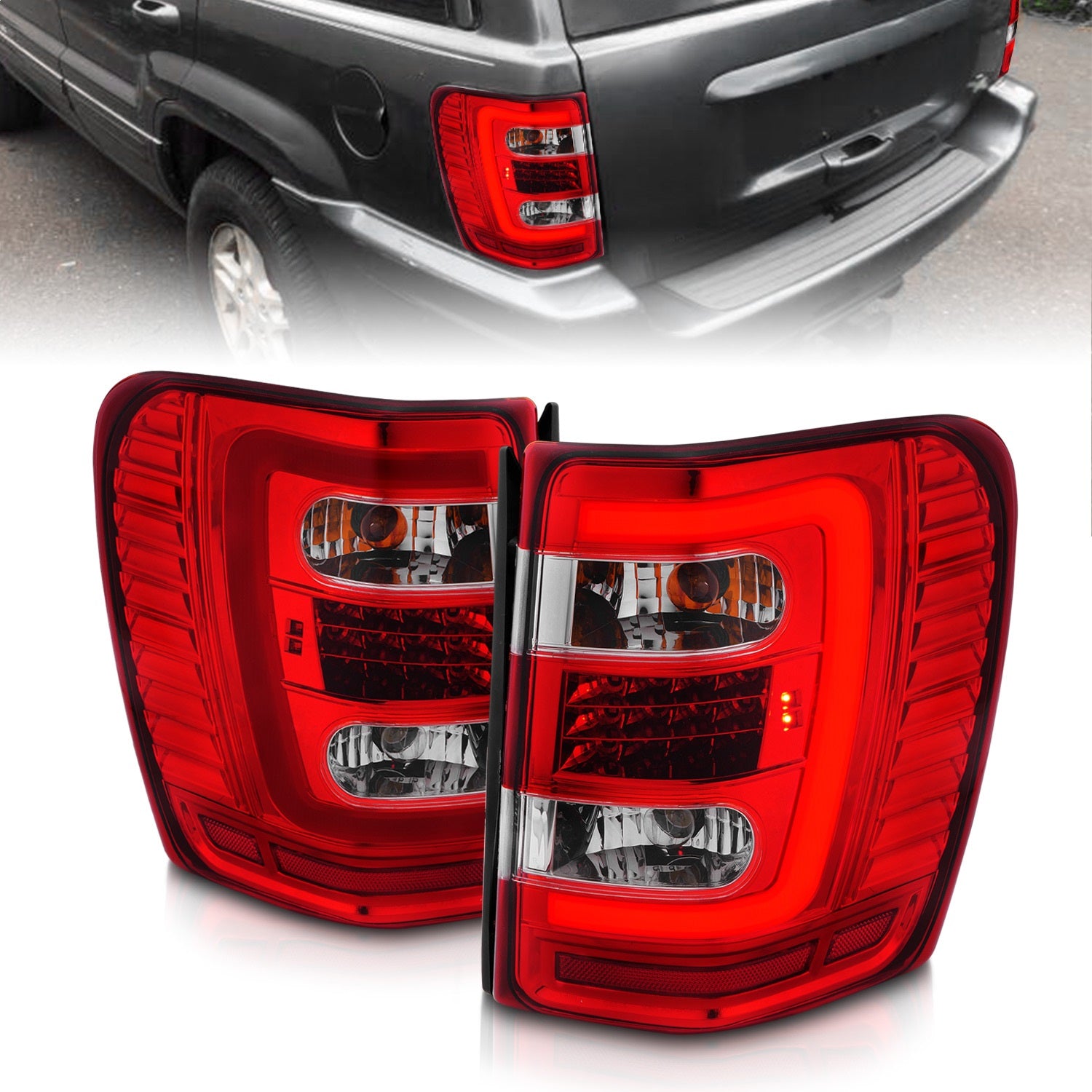 Anzo USA 311396 LED Tail Light Assembly Fits 99-04 Grand Cherokee (WJ)