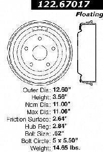 Centric Parts Brake Drum  123.67017