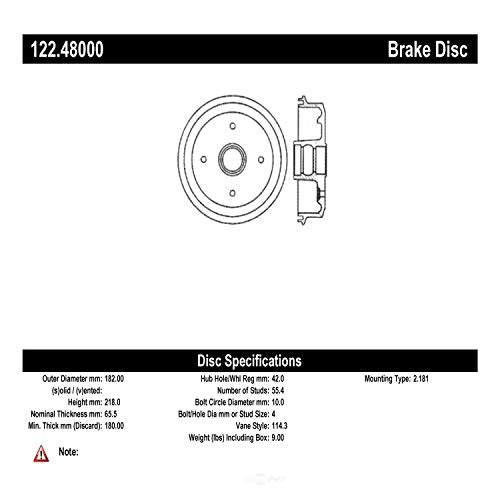 Centric Parts Brake Drum  122.48000