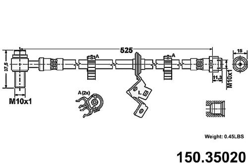 Centric Parts Brake Hydraulic Hose  150.35020