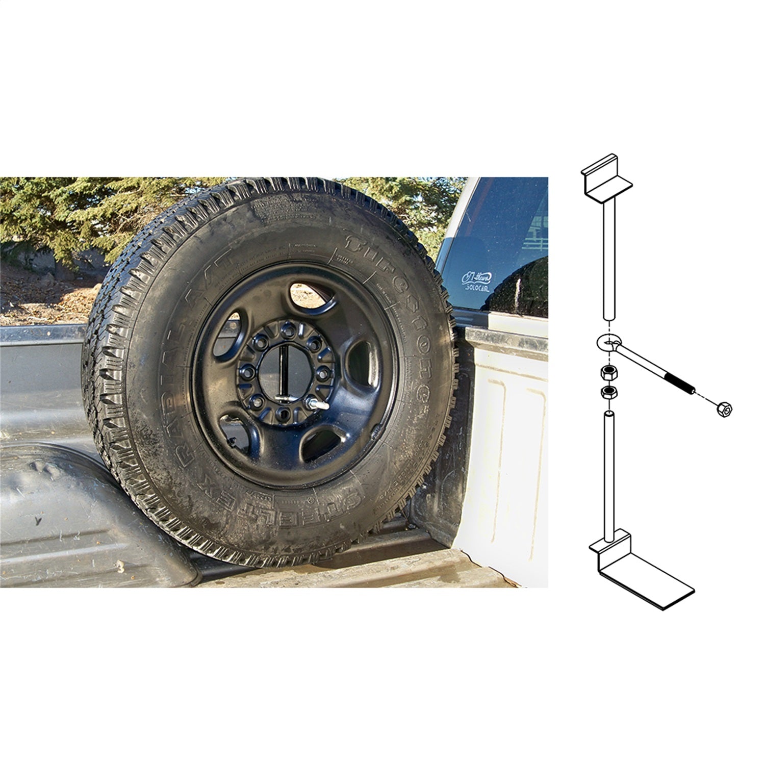 TITAN Fuel Tanks 9901330 Spare Tire Buddy In Bed Tire Mount