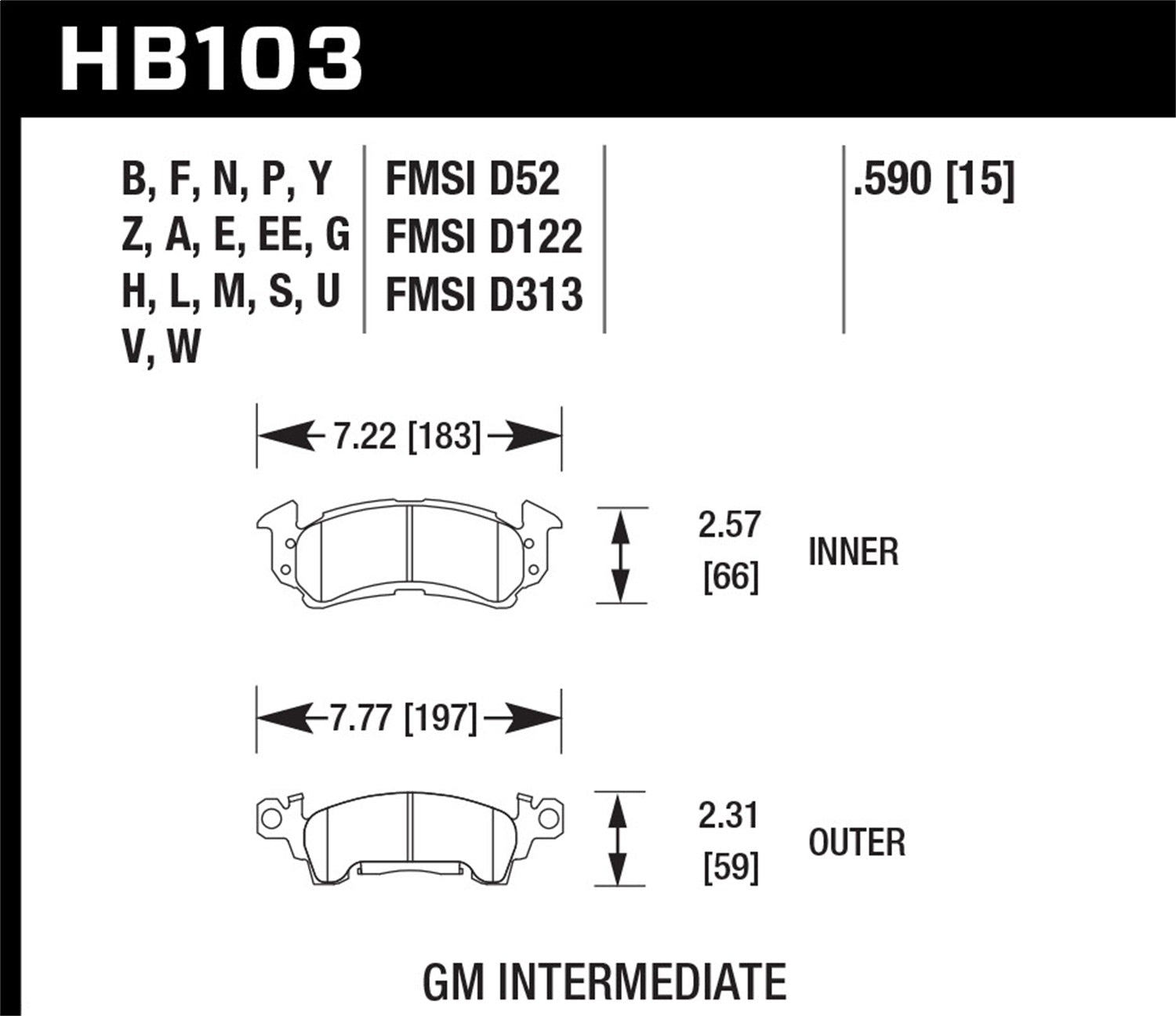 Hawk Performance HB103M.590 Black Disc Brake Pad