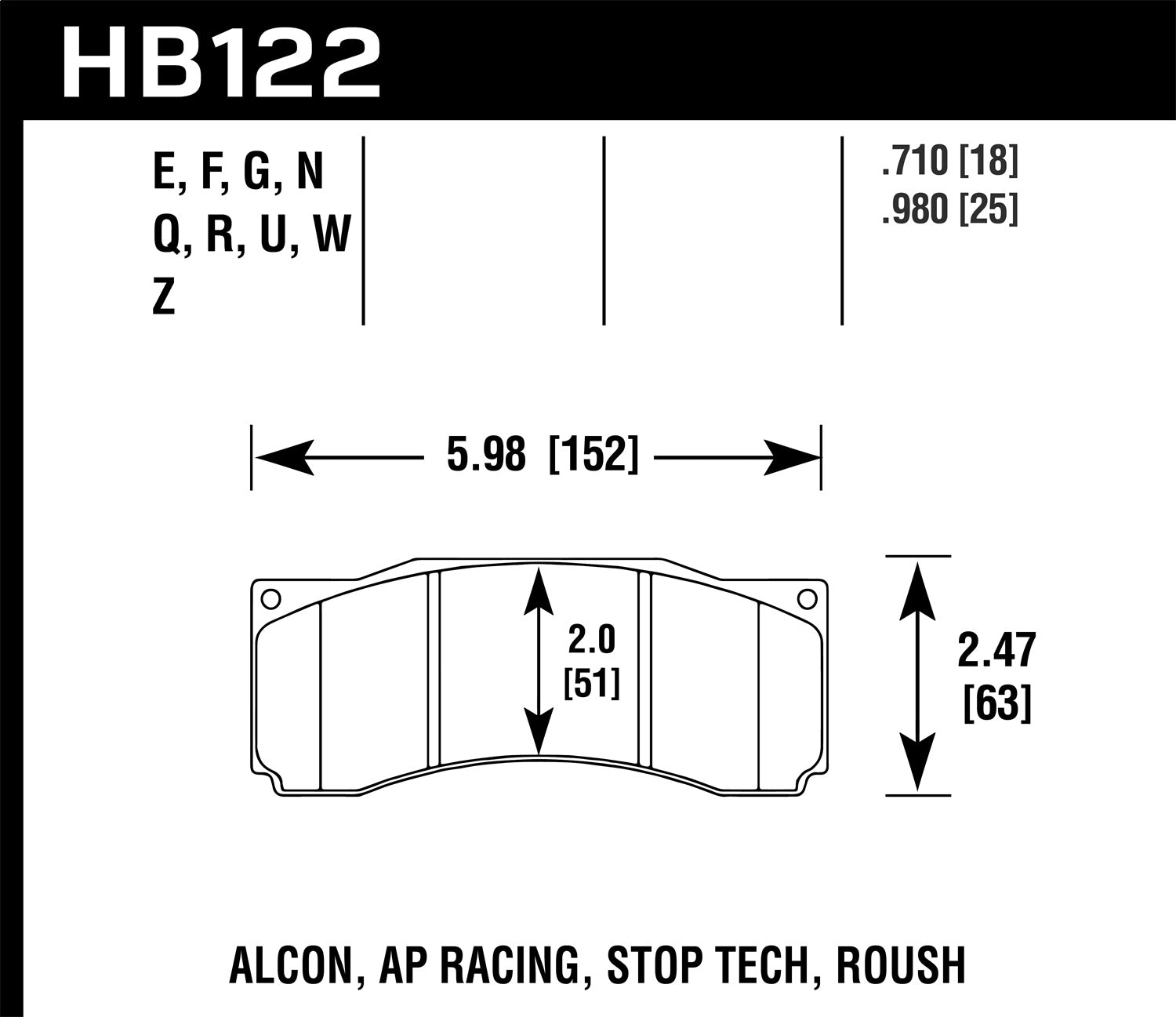 Hawk Performance HB122F.710 HPS Disc Brake Pad Fits 07 Mustang