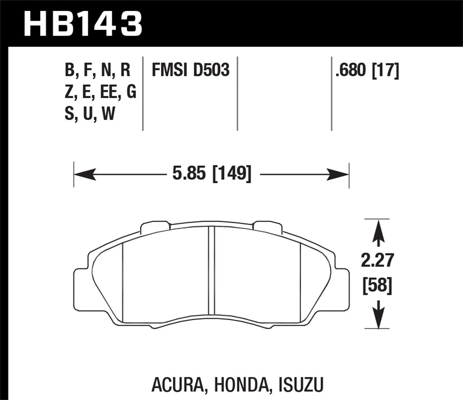 Hawk Performance HB143G.680 DTC-60 Disc Brake Pad