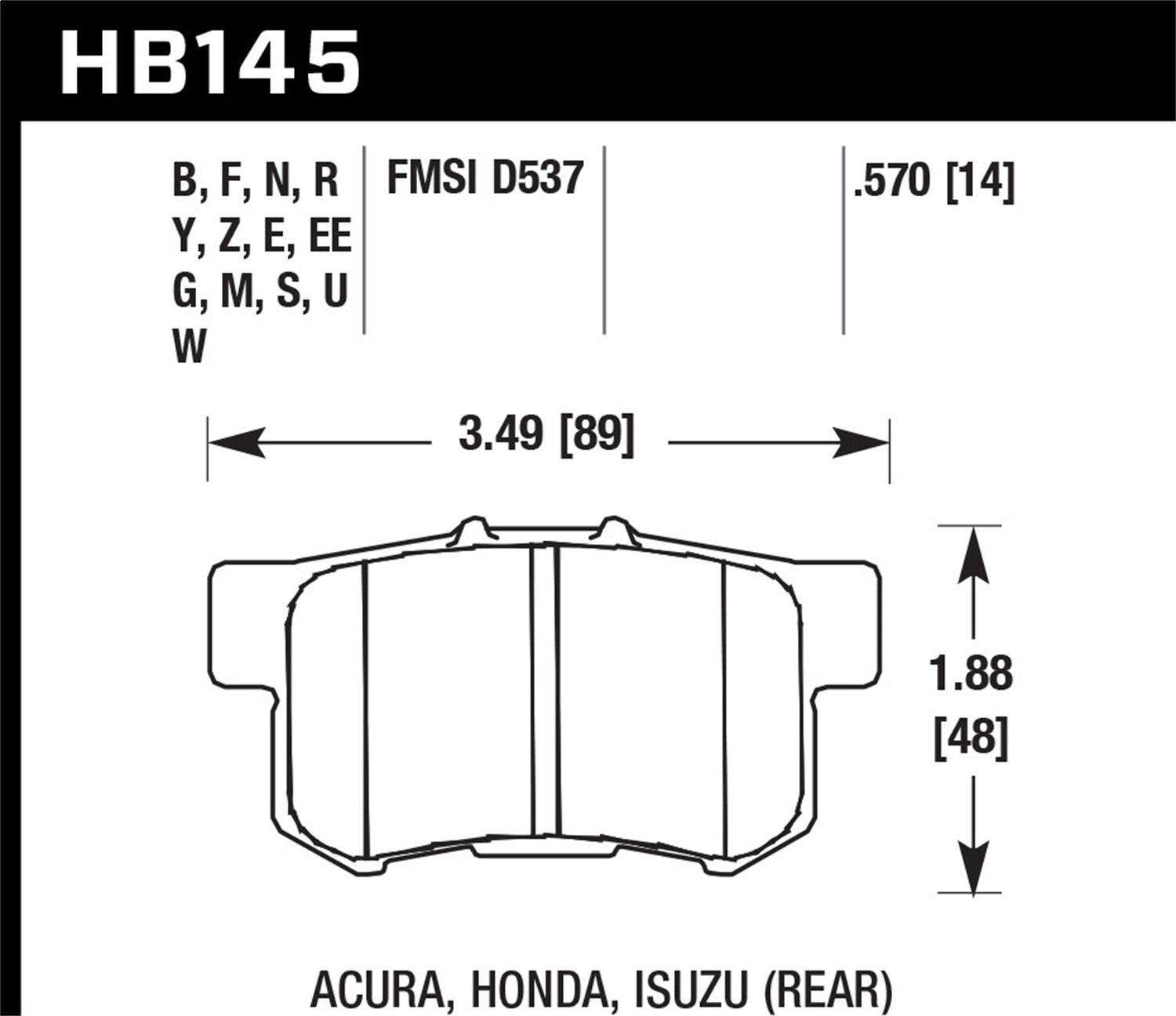 Hawk Performance HB145F.570 HPS Disc Brake Pad