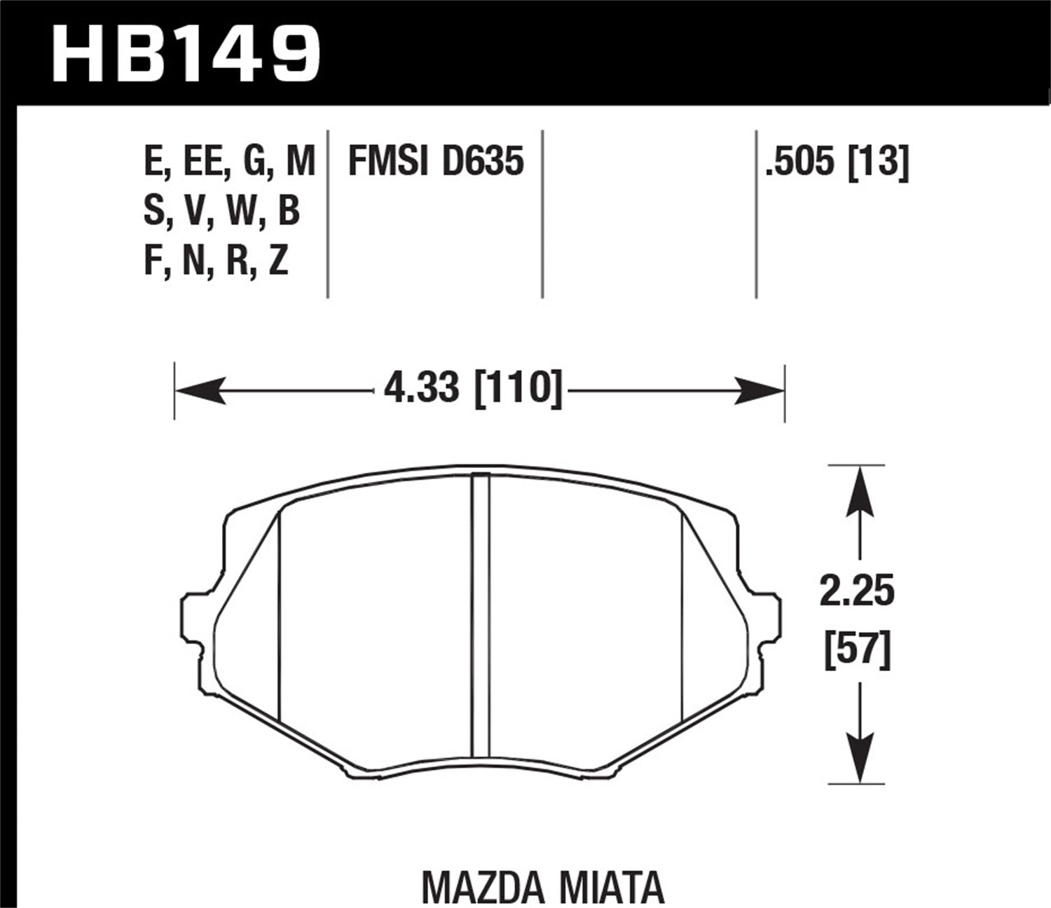 Hawk Performance HB149F.505 HPS Disc Brake Pad Fits 94-05 Miata