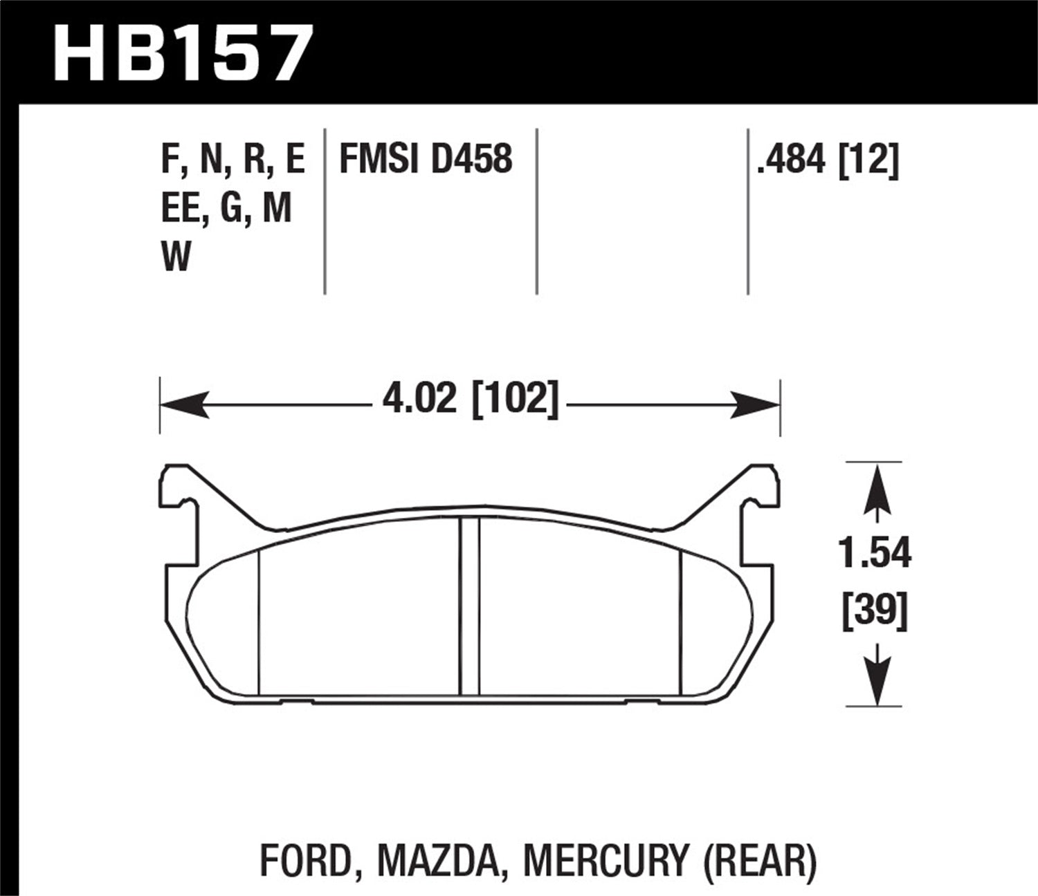 Hawk Performance HB157F.484 HPS Disc Brake Pad Fits Escort Miata Protege Tracer