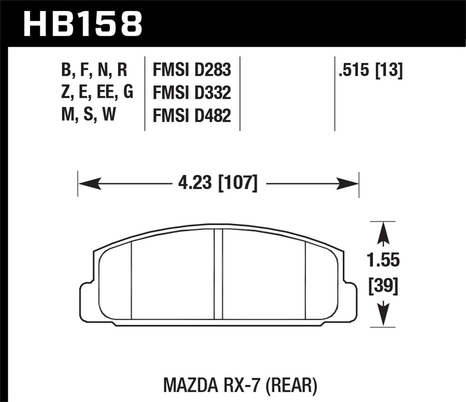 Hawk Performance HB158G.515 DTC-60 Disc Brake Pad Fits 84-05 6 Protege RX-7