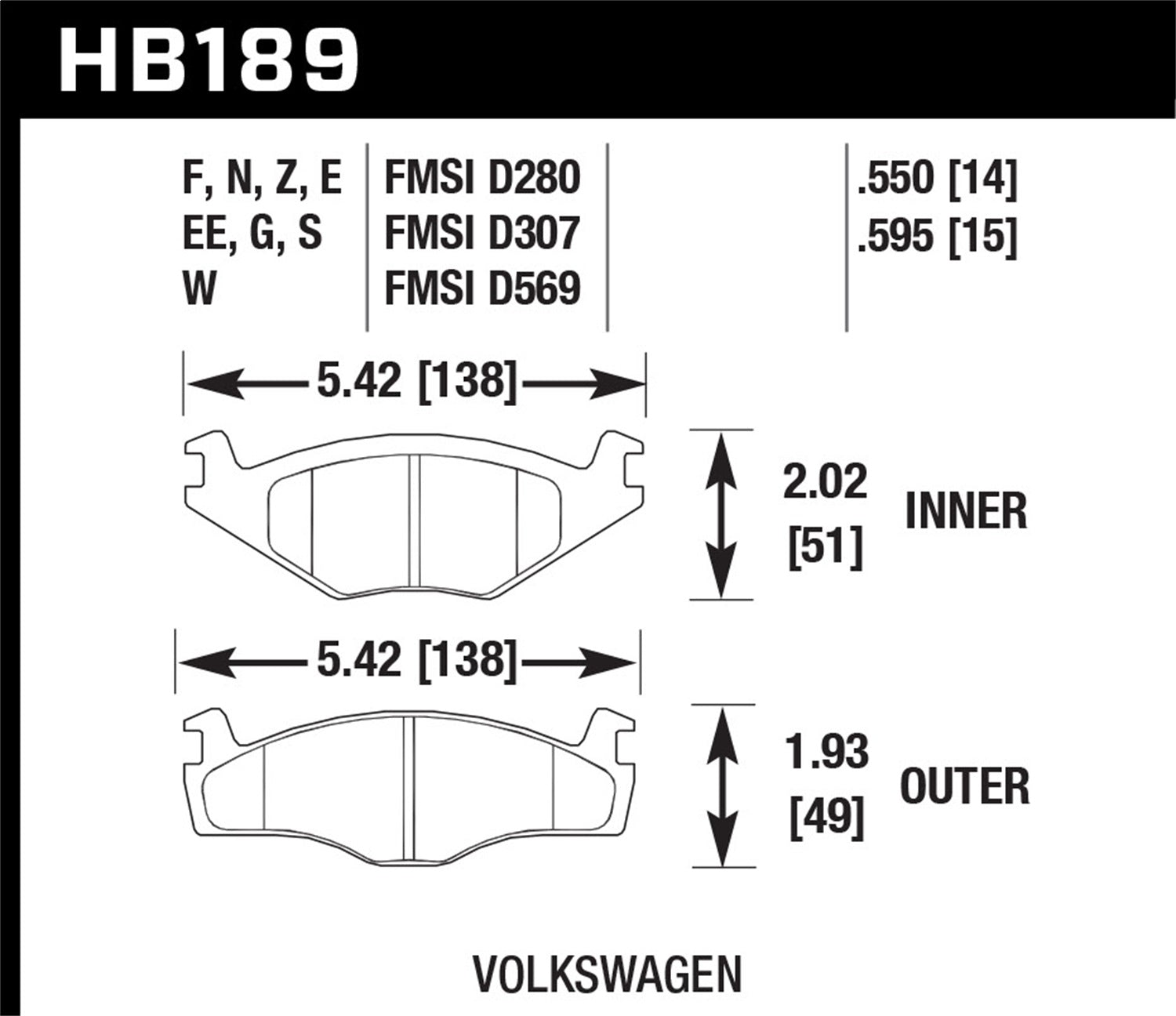 Hawk Performance HB189E.595 Blue 9012 Disc Brake Pad