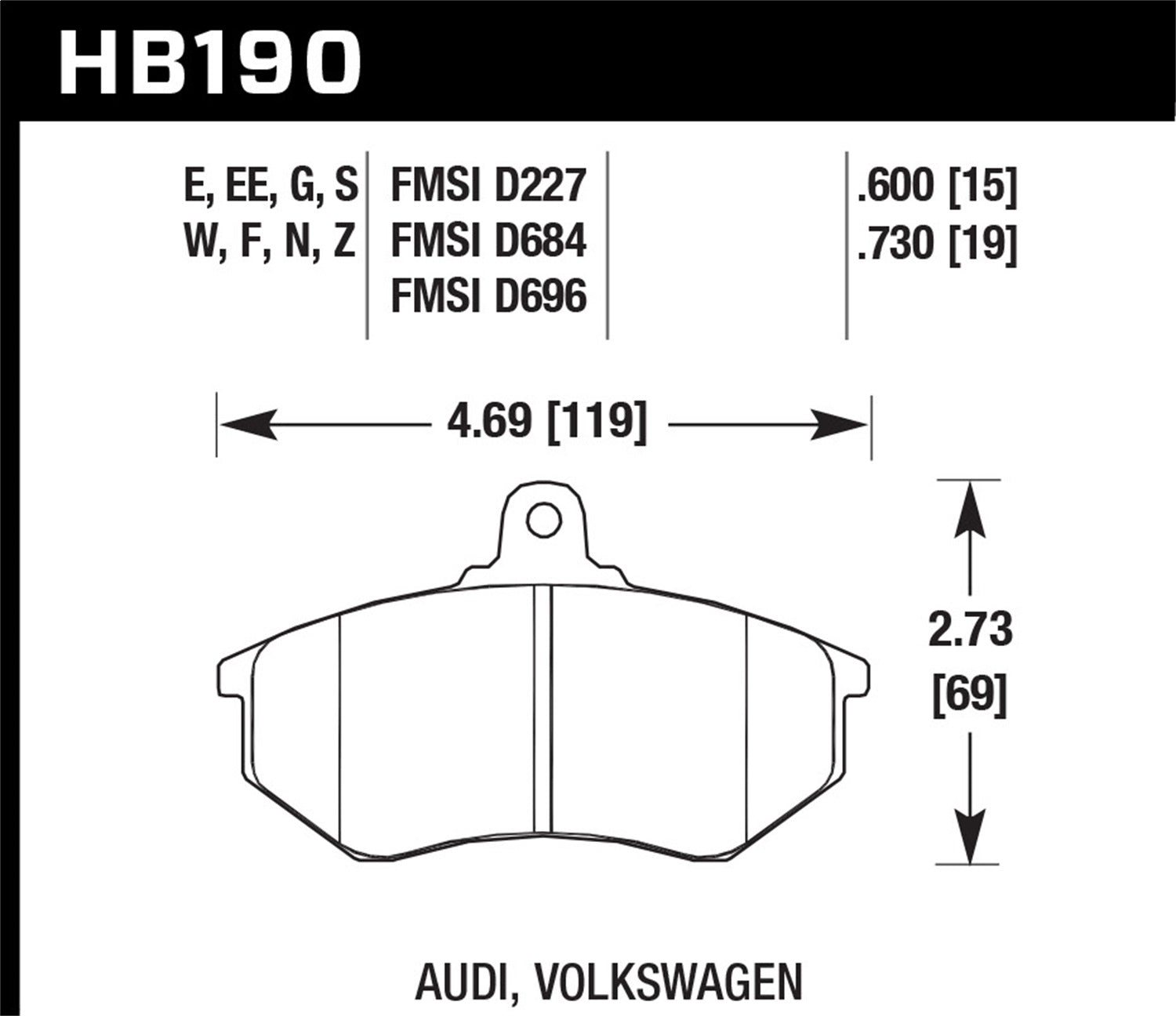 Hawk Performance HB190E.600 Blue 9012 Disc Brake Pad