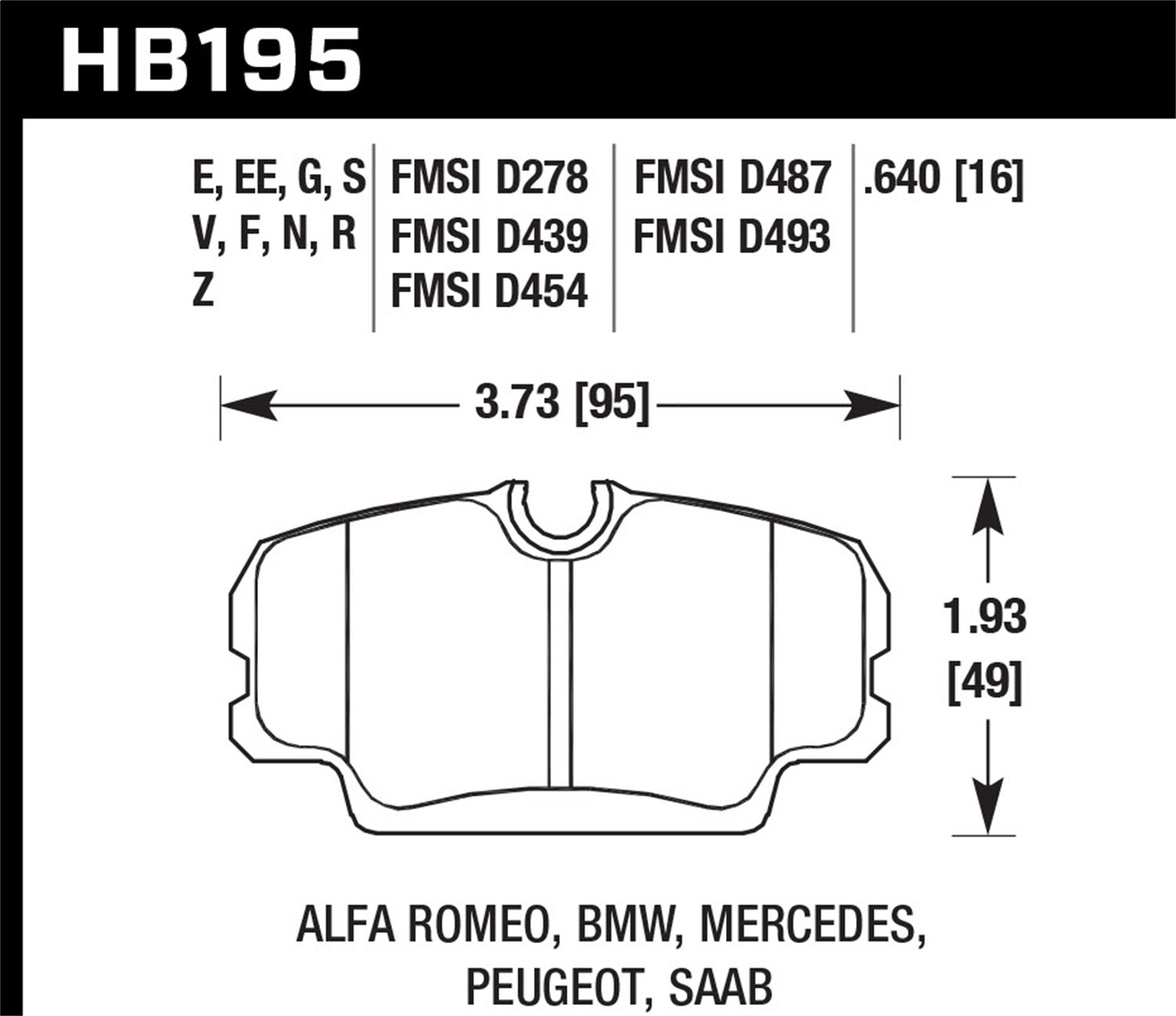 Hawk Performance HB195E.640 Blue 9012 Disc Brake Pad