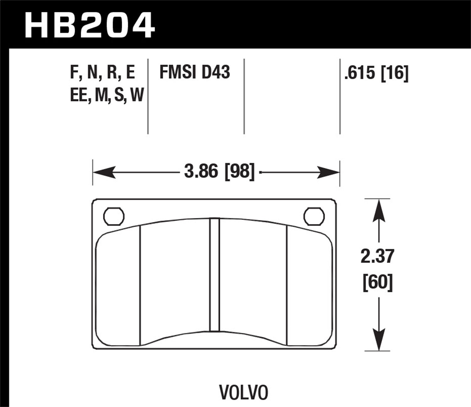 Hawk Performance HB204M.615 Black Disc Brake Pad