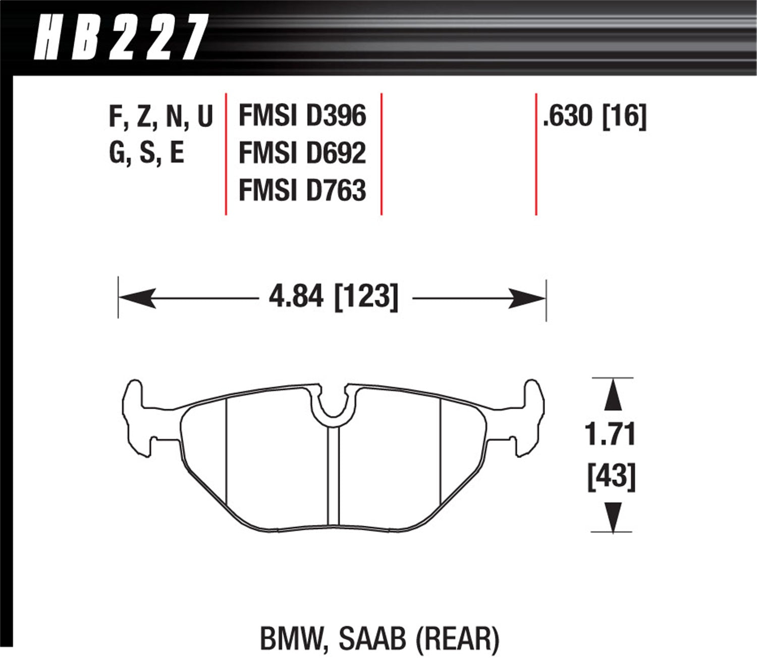 Hawk Performance HB227G.630 DTC-60 Disc Brake Pad