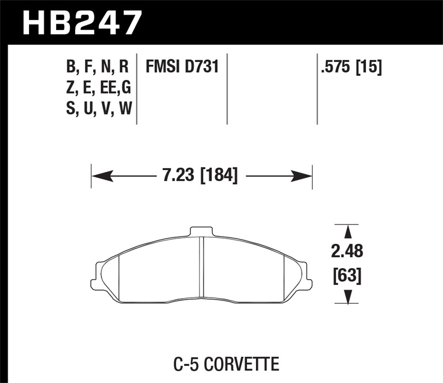 Hawk Performance HB247N.575 HP Plus Disc Brake Pad Fits 97-13 Corvette GTO XLR