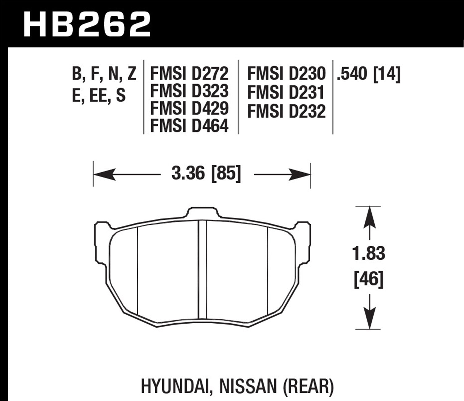 Hawk Performance HB262F.540 HPS Disc Brake Pad