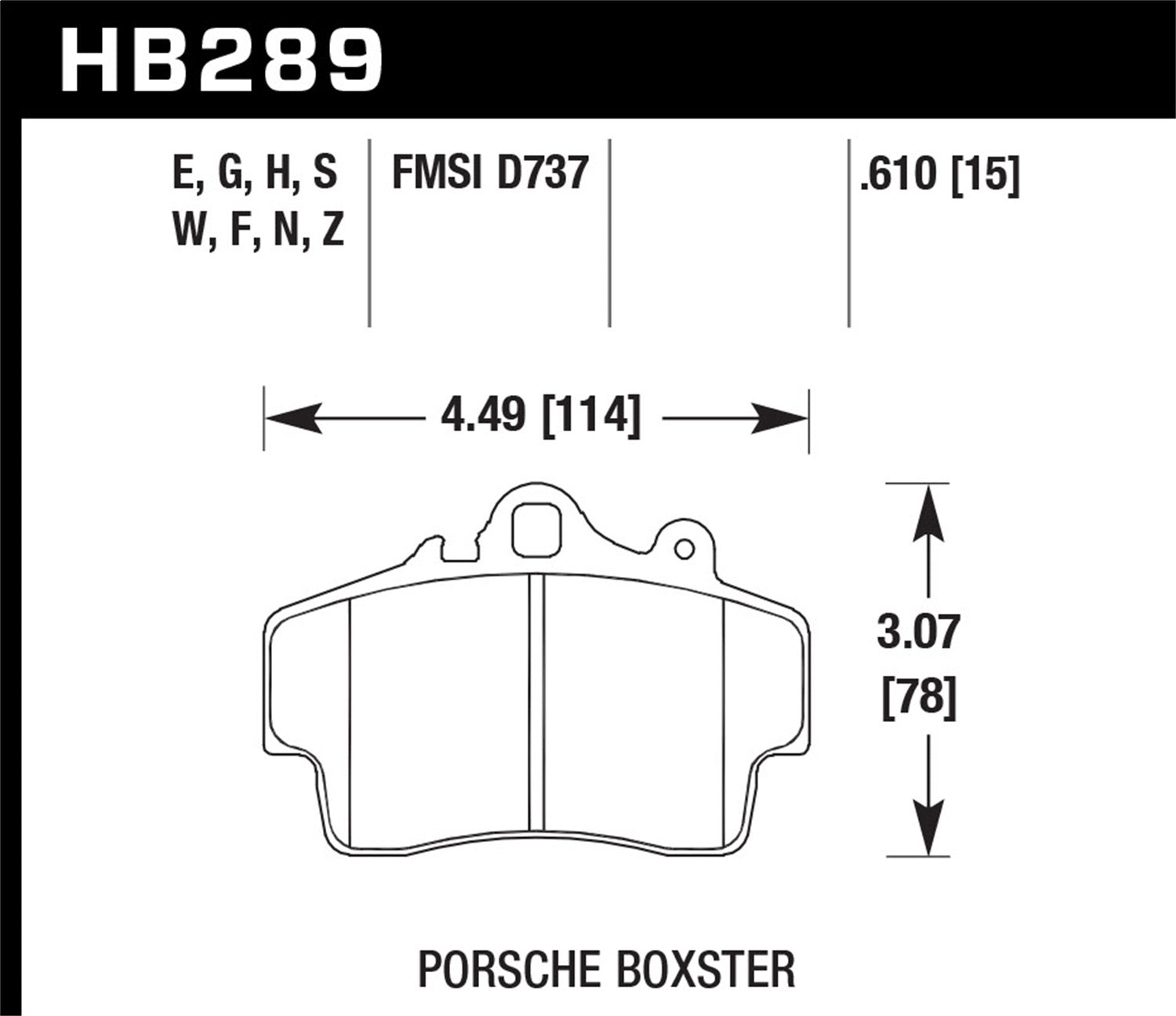 Hawk Performance HB289F.610 HPS Disc Brake Pad Fits 97-08 Boxster Cayman
