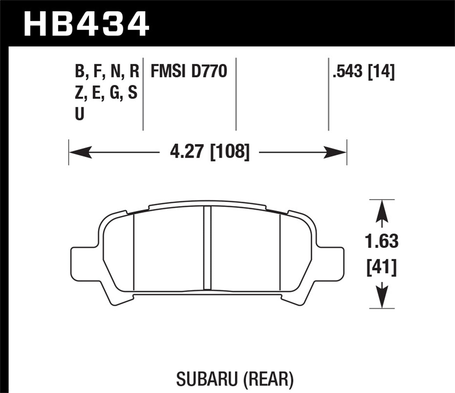 Hawk Performance HB434N.543 HP Plus Disc Brake Pad