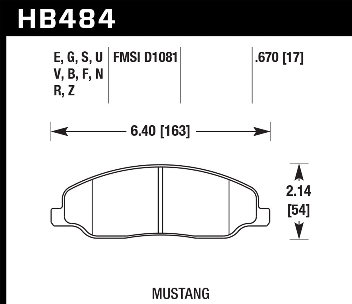 Hawk Performance HB484N.670 HP Plus Disc Brake Pad Fits 05-14 Mustang