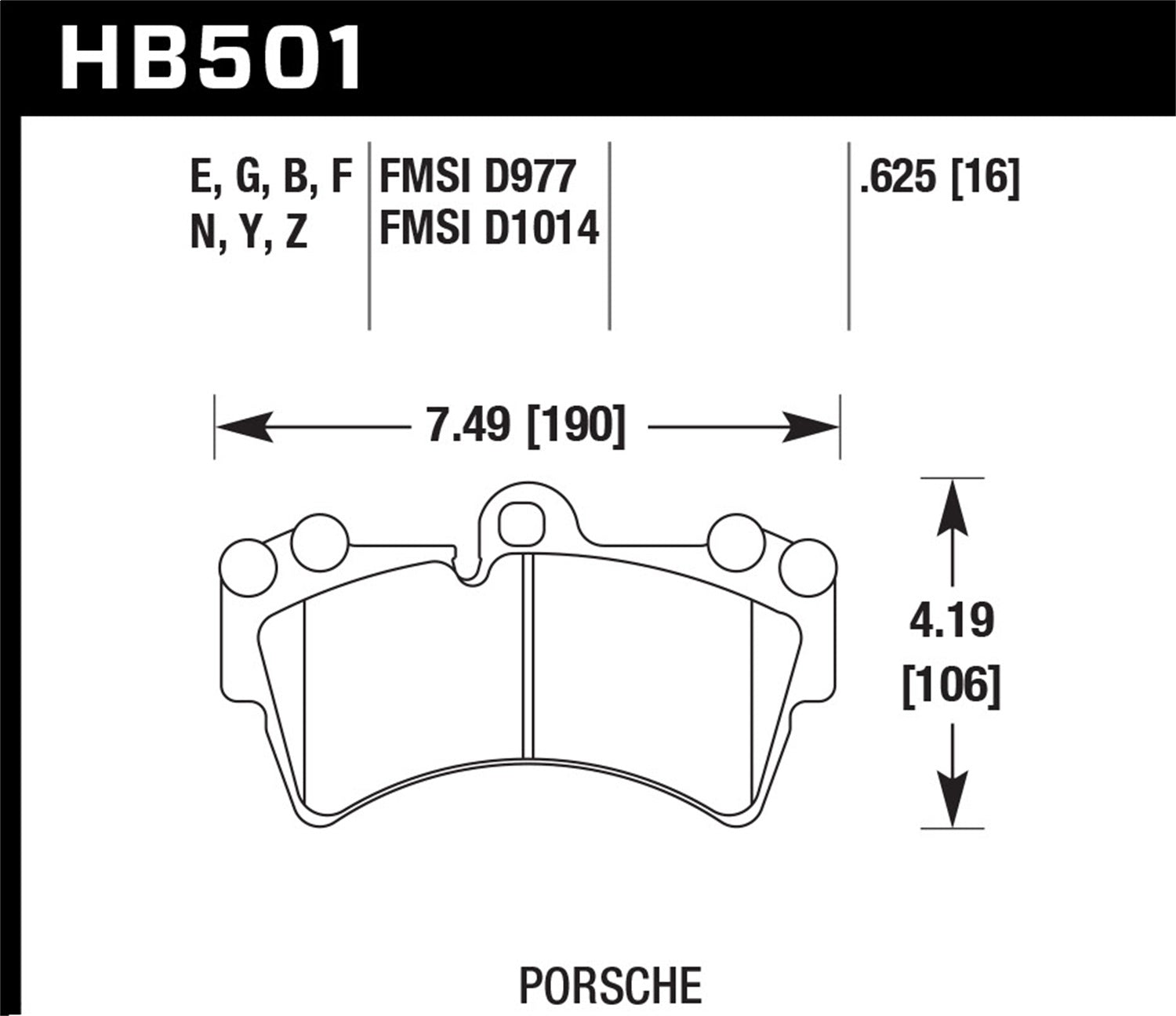 Hawk Performance HB501E.625 Blue 9012 Disc Brake Pad Fits Cayenne Q7 Touareg
