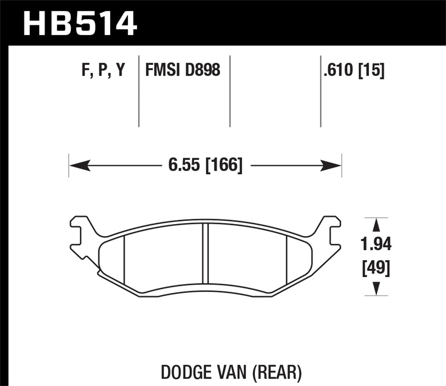 Hawk Performance HB514F.610 HPS Disc Brake Pad Fits 03-07 Ram 1500 Ram 1500 Van