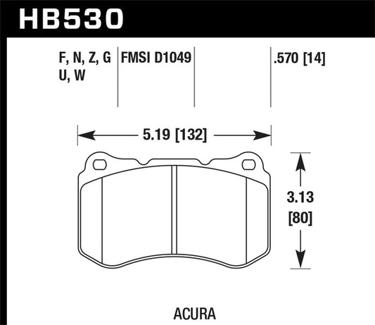 Hawk Performance HB530G.570 DTC-60 Disc Brake Pad Fits 04-08 TL