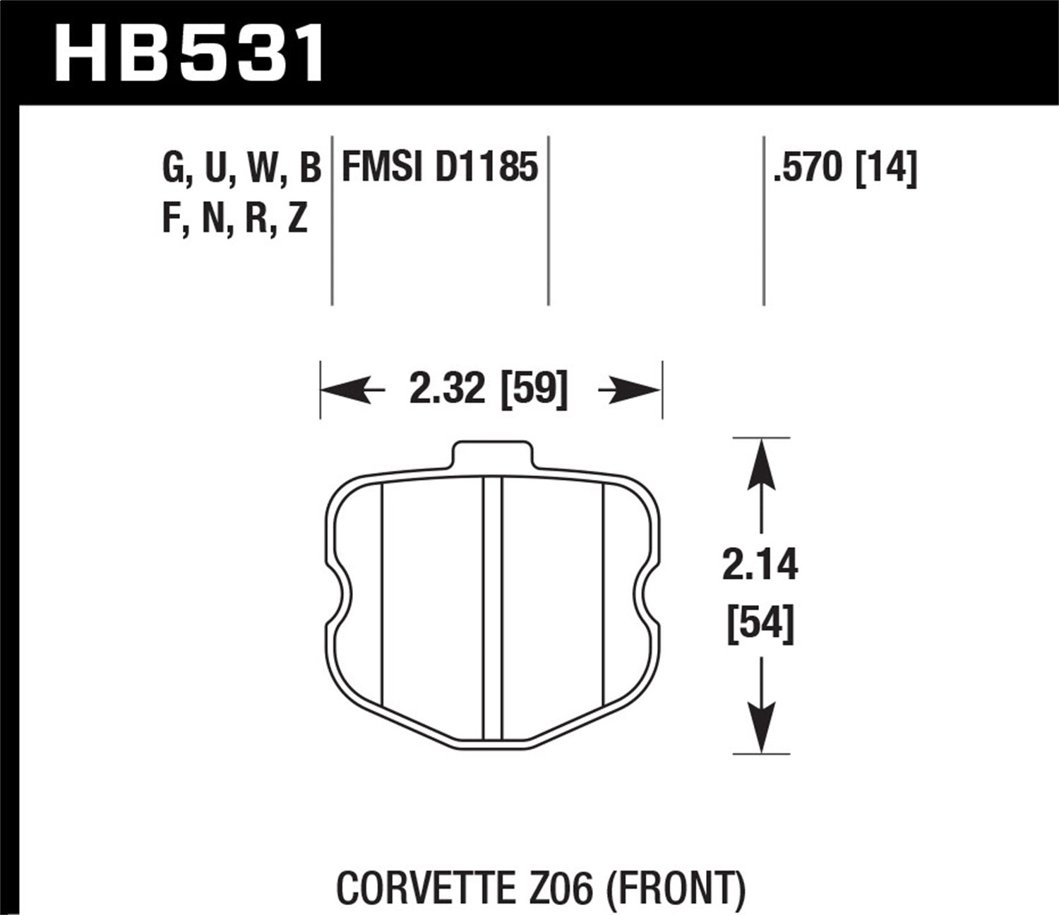 Hawk Performance HB531G.570 DTC-60 Disc Brake Pad Fits 06-13 Corvette