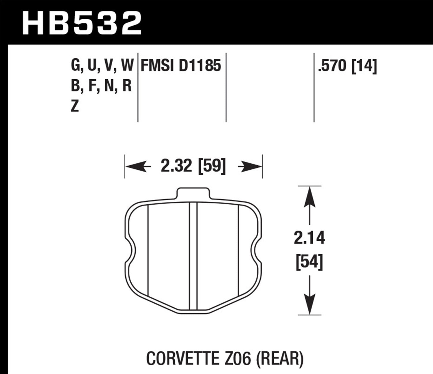 Hawk Performance HB532G.570 DTC-60 Disc Brake Pad Fits 06-13 Corvette