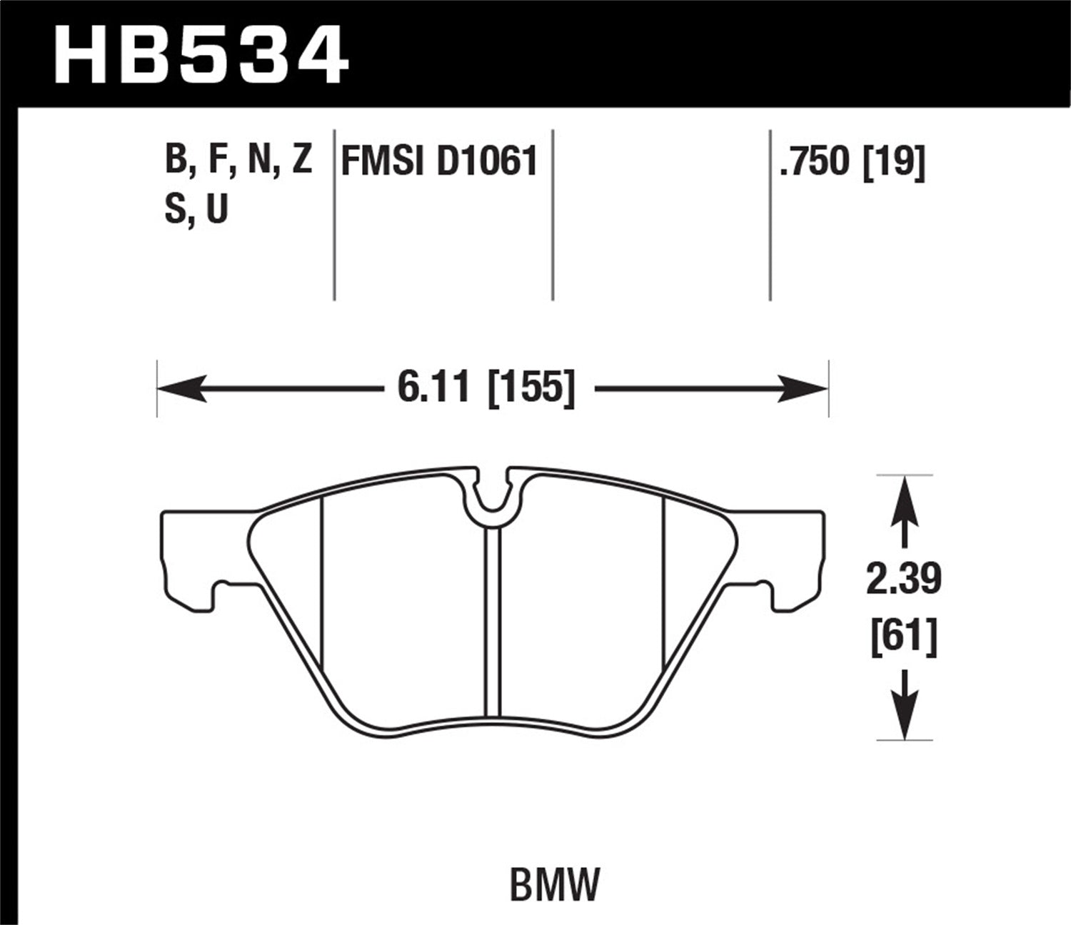 Hawk Performance HB534N.750 HP Plus Disc Brake Pad