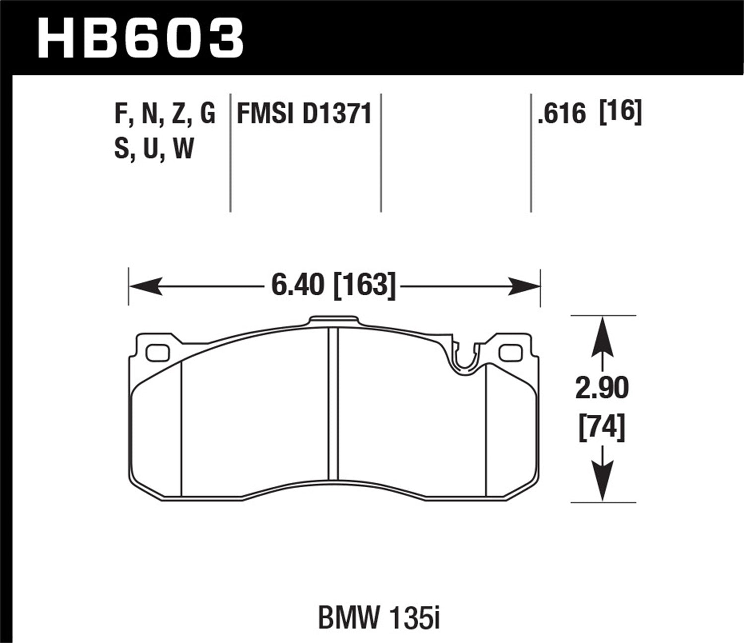 Hawk Performance HB603U.616 DTC-70 Disc Brake Pad Fits 08-13 135i 135is