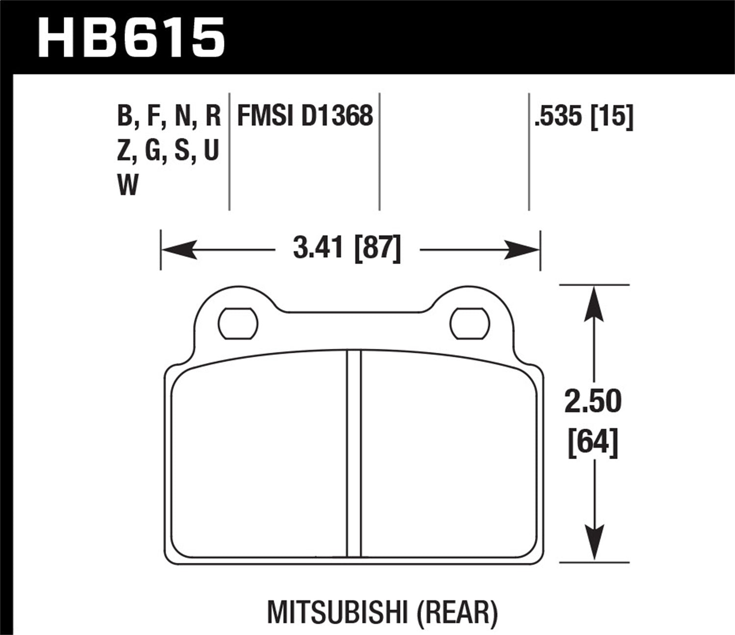 Hawk Performance HB615F.535 HPS Disc Brake Pad Fits 08-14 Lancer