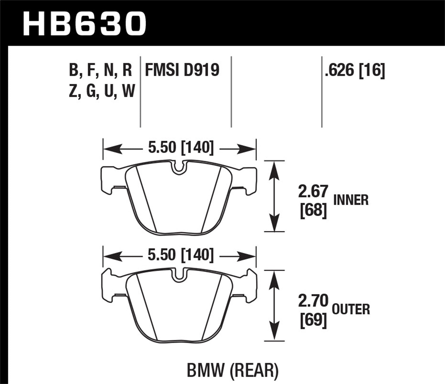 Hawk Performance HB630G.626 DTC-60 Disc Brake Pad