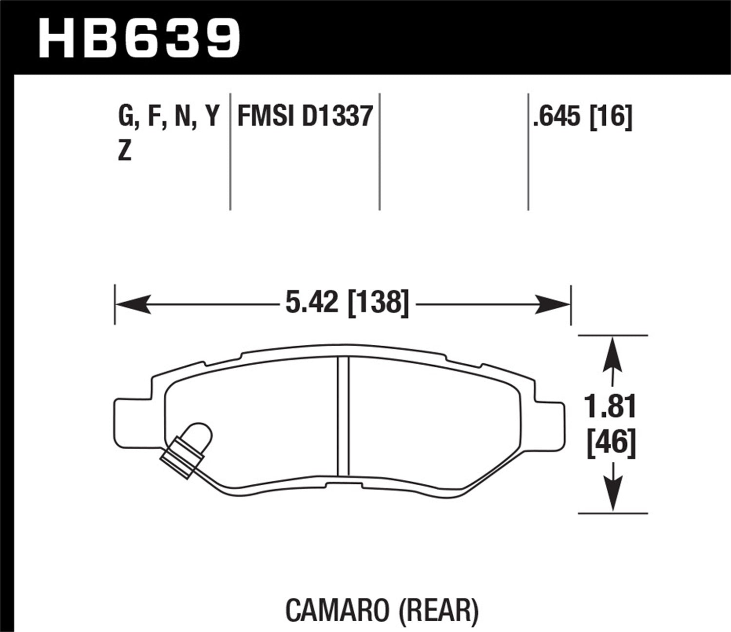 Hawk Performance HB639Y.645 LTS Disc Brake Pad Fits 10-15 Camaro CTS SRX