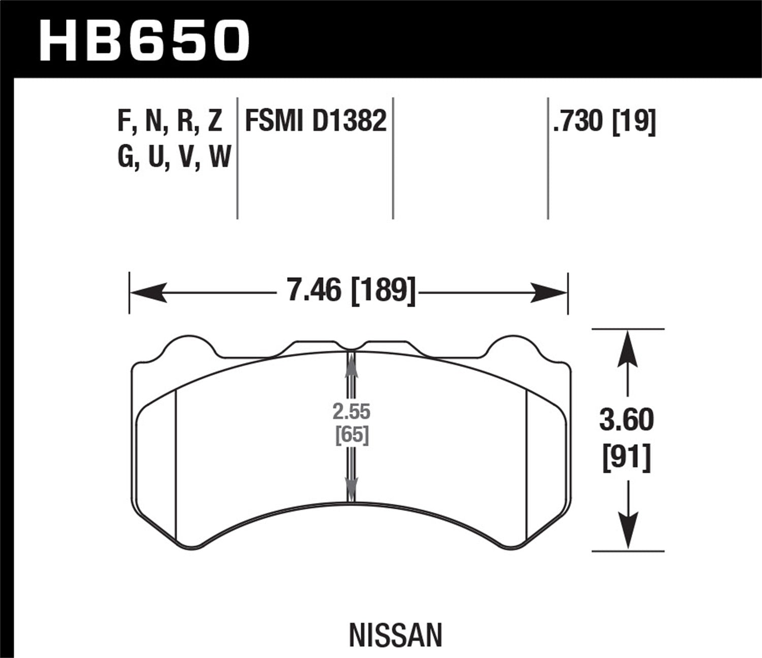 Hawk Performance HB650G.730 DTC-60 Disc Brake Pad Fits 09-18 GT-R