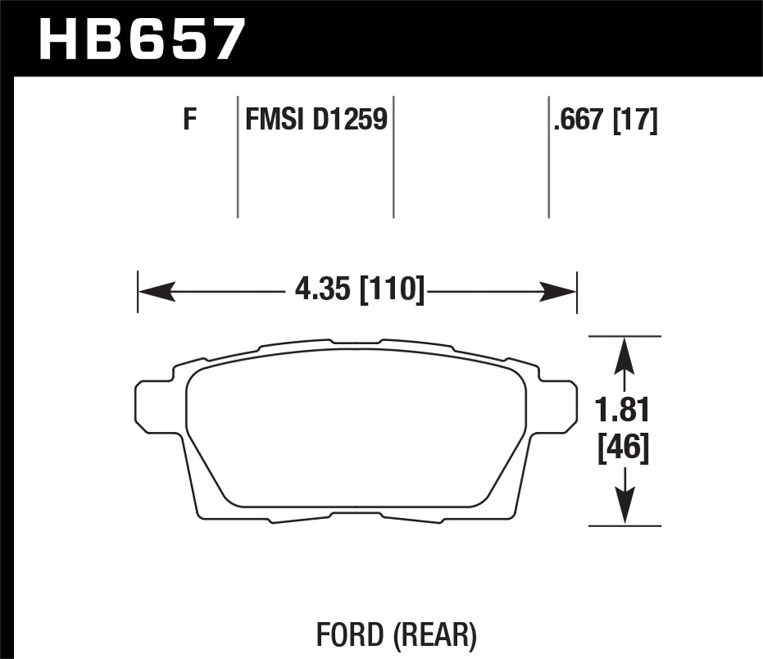 Hawk Performance HB657F.667 HPS Disc Brake Pad Fits 07-14 CX-7 CX-9 Edge MKX