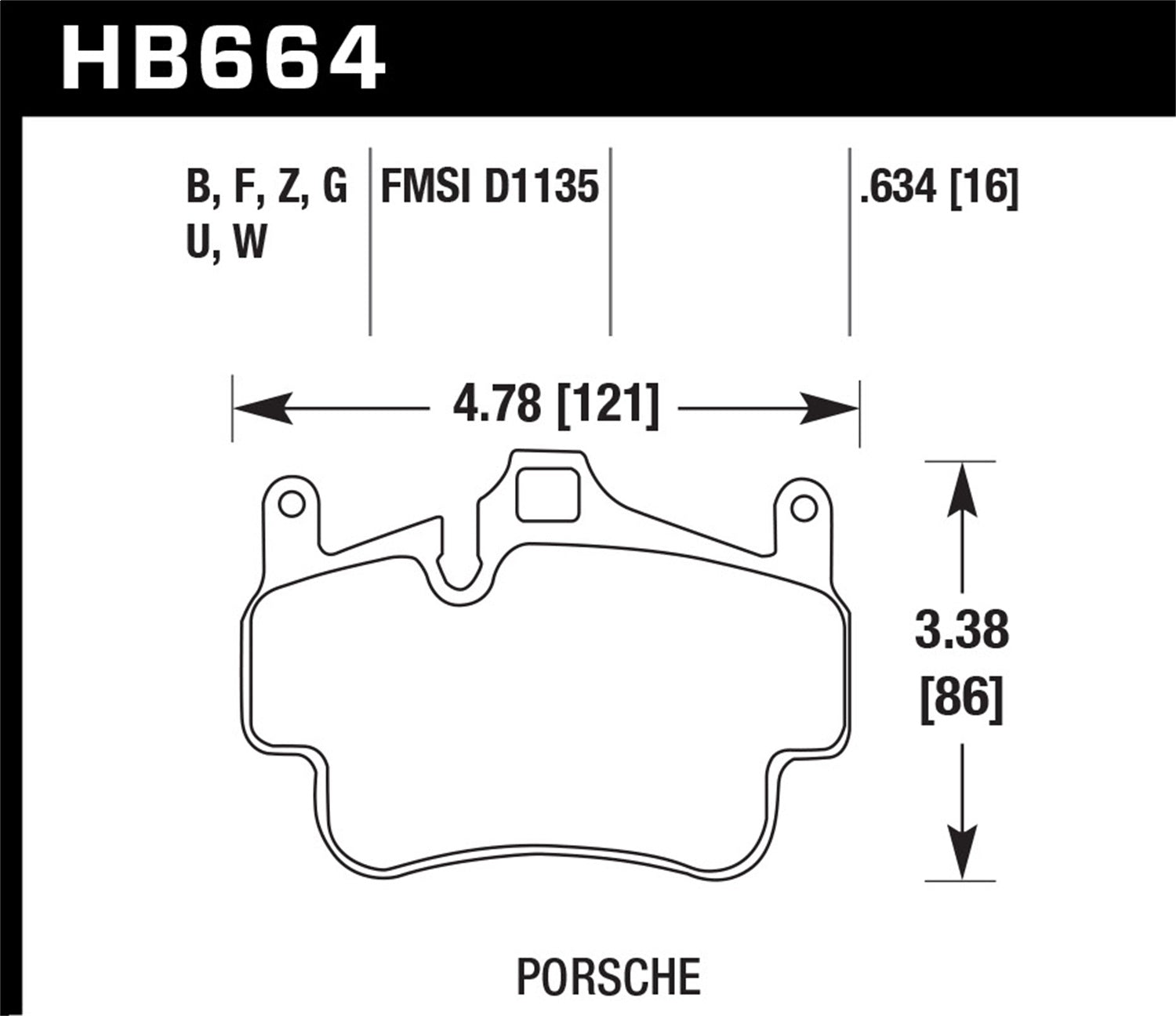 Hawk Performance HB664B.634 HPS 5.0 Disc Brake Pad Fits 05-14 911 Boxster Cayman