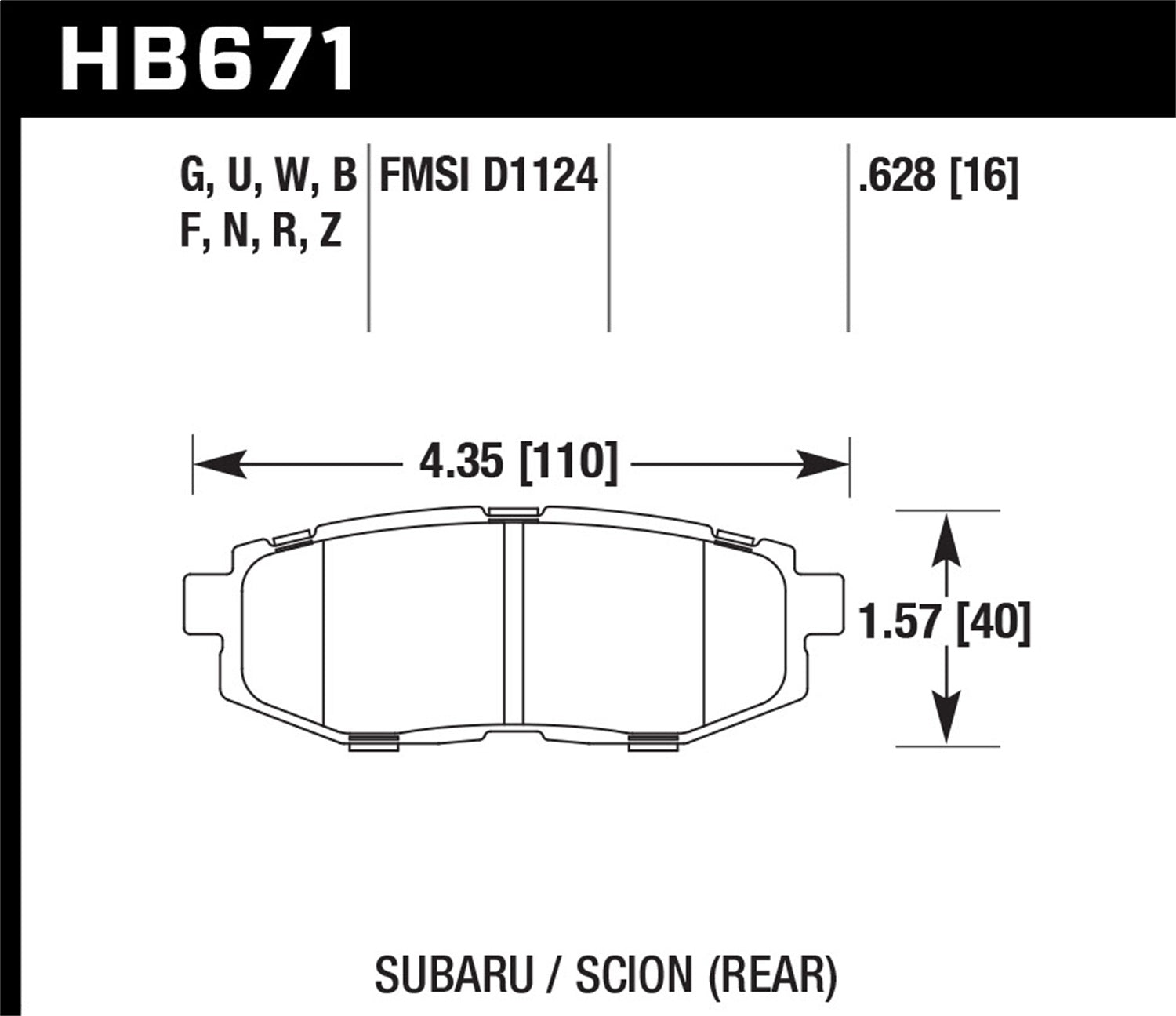Hawk Performance HB671N.628 HP Plus Disc Brake Pad