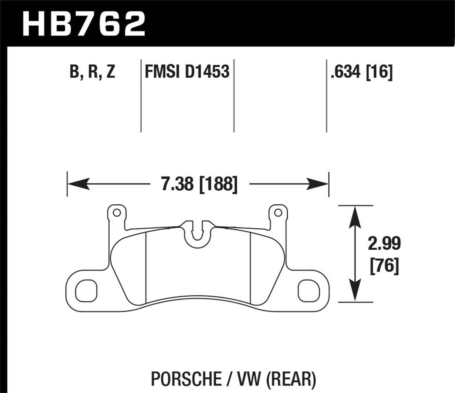 Hawk Performance HB762B.634 HPS 5.0 Disc Brake Pad Fits 11-18 Cayenne Touareg