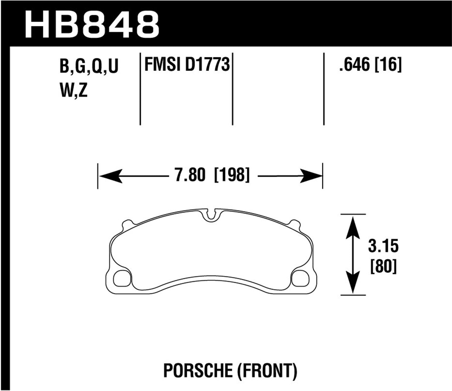 Hawk Performance HB848U.646 DTC-70 Disc Brake Pad Fits 14-19 911 Cayman