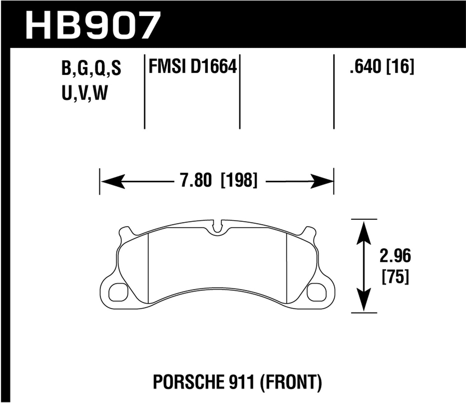 Hawk Performance HB907B.640 HPS 5.0 Disc Brake Pad Fits 12-16 911 Boxster