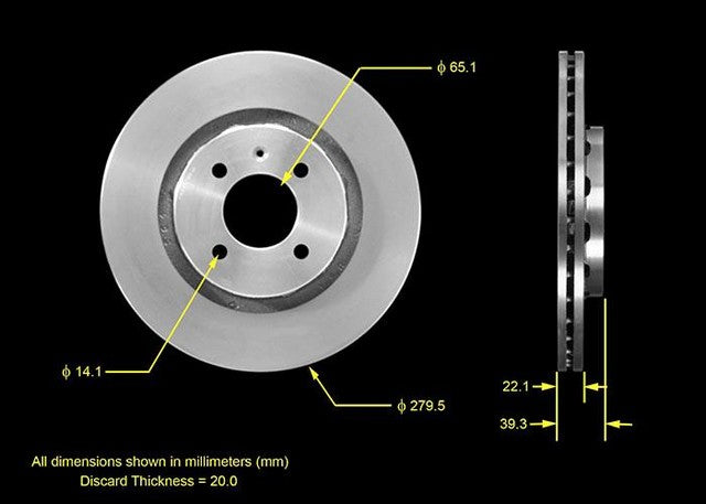 BENDIX PREMIUM DRUM AND ROTOR Disc Brake Rotor  PRT1564